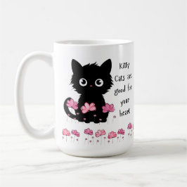 Caneca De Café Gatos são bons para o coração, gatinho preto