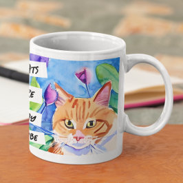 Caneca De Café Gatos são Minha Tribo | Gato Laranja e Flores