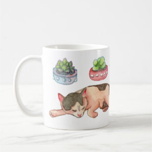 Caneca De Café Gatos Sonolentos e Planadores Sucultos