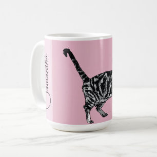 Caneca De Café Gatos Tabby Rosa Nome Meninas Berçário