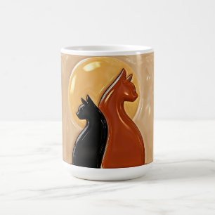 Caneca De Café Gatos Yin Yang Cerâmica