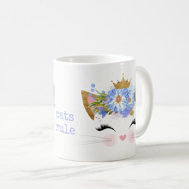 Caneca De Café Gats Rule Princesa Gatinho (Frente Esquerda)