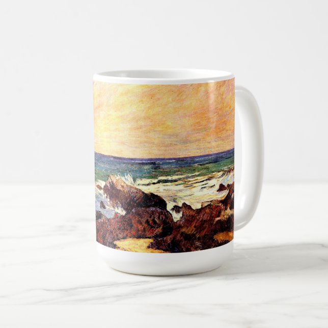 Caneca De Café Gauguin - Rochas e Mar, arte refinado, (Frente Esquerda)