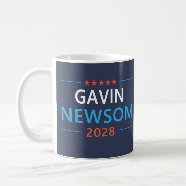 Caneca De Café Gavin Newsom 2028 Para Presidente (Esquerda)