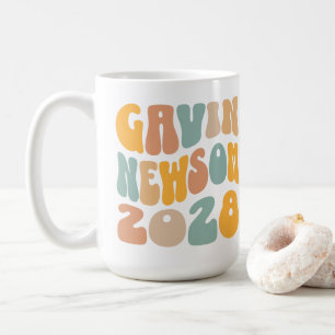 Caneca De Café Gavin Newsom 2028 Para Presidente Texto Ondulado