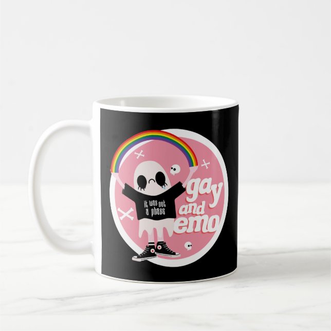 Caneca De Café Gay e Crachá Emo (Esquerda)