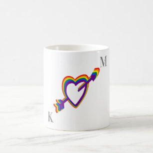 Caneca De Café Gay LGBT Orgulho de Casamento Arco-Íris com Seta