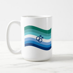 Caneca De Café Gay Male Love Pride Azure Wavy Flag