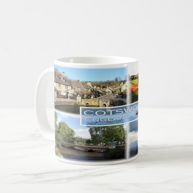 Caneca De Café GB Cotswolds, Castle Combe, panorama do Campo, (Frente Esquerda)