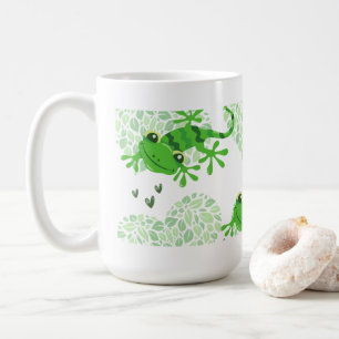 Caneca De Café Gecko Hearts greenery Mug