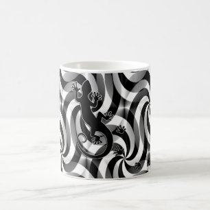 Caneca De Café Geco Running - redemoinhos preto & branco
