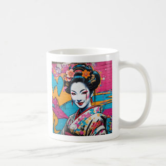 Caneca De Café Geisha and Sakura: Japanese-Inspired Art