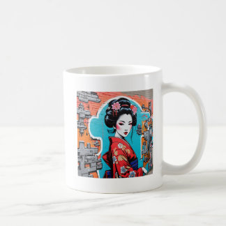 Caneca De Café Geisha and Sakura: Japanese-Inspired Art