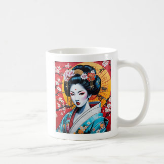 Caneca De Café Geisha, Kimono, Sakura, cherry blossoms, Japanese