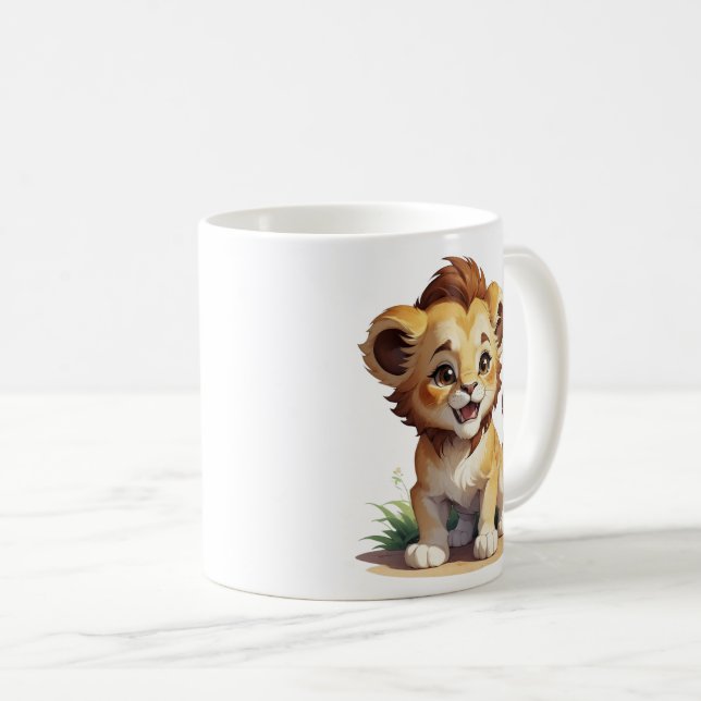 Caneca De Café Gelado Feliz Bebê Lion Safari (Frente Esquerda)
