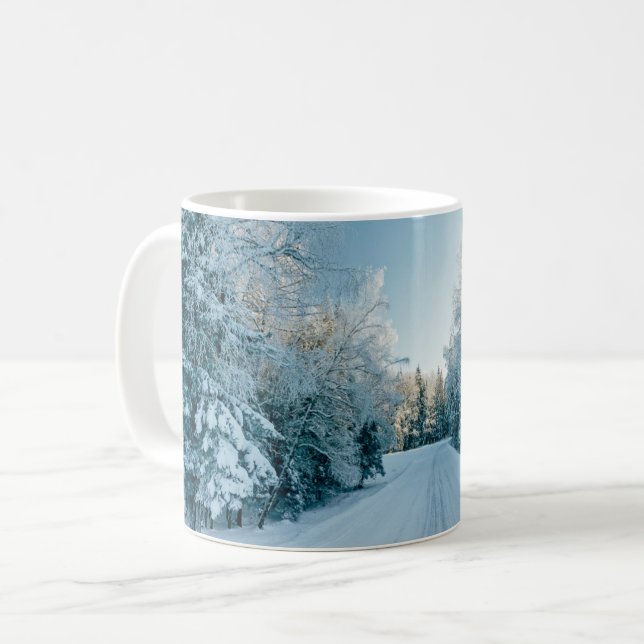 Caneca De Café Gelo e neve | Frozen Winter Road Russia, Sibéria (Frente Esquerda)