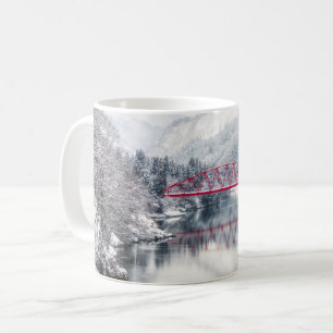 Caneca De Café Gelo e neve   Ponte vermelha no inverno, Japão