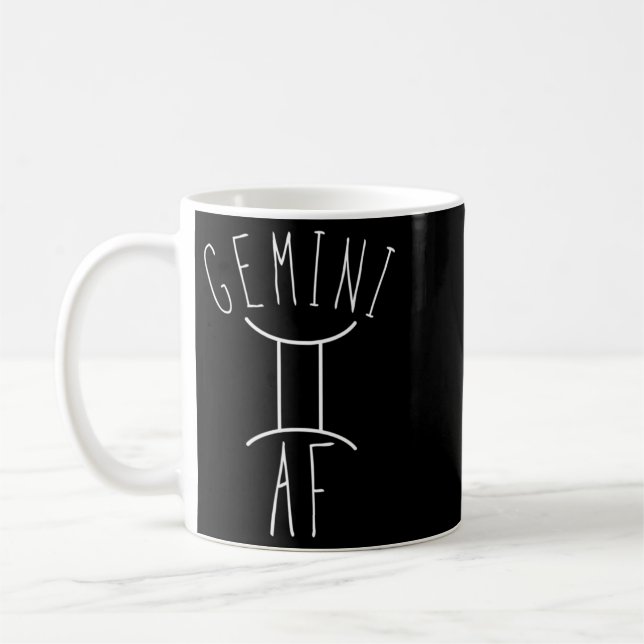 Caneca De Café Gêmeos À Mão Escrita _ Zodíaco Engraçado Gêmeos (Esquerda)