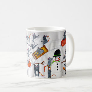 CANECA DE CAFÉ GÊMEOS BRINCANDO NA NEVE