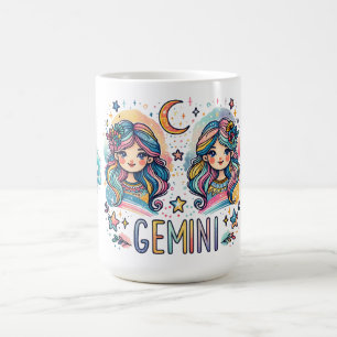 Caneca De Café Gêmeos Coloridos de Gêmeos Astrologia Zodíaco Meni