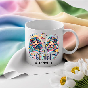 Caneca De Café Gêmeos Coloridos Personalizados de Astronomia Zodí