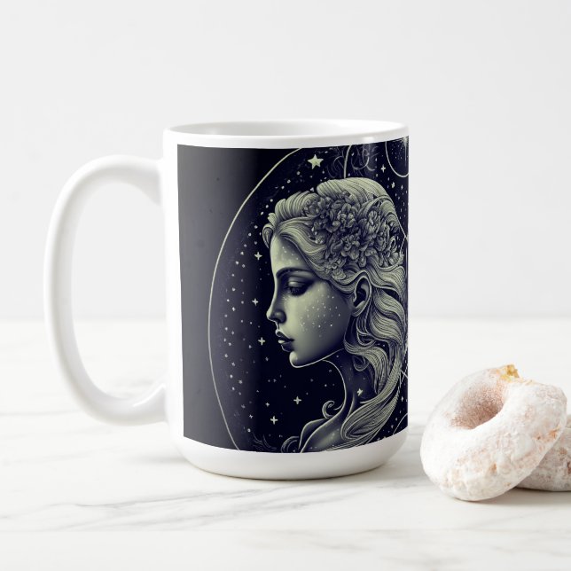 Caneca De Café Gêmeos zodíaco preto e dourado (Com Donut)