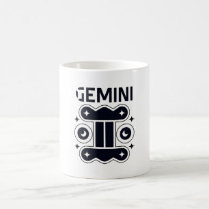 Caneca De Café Gemini Moon Twins com Estrelas