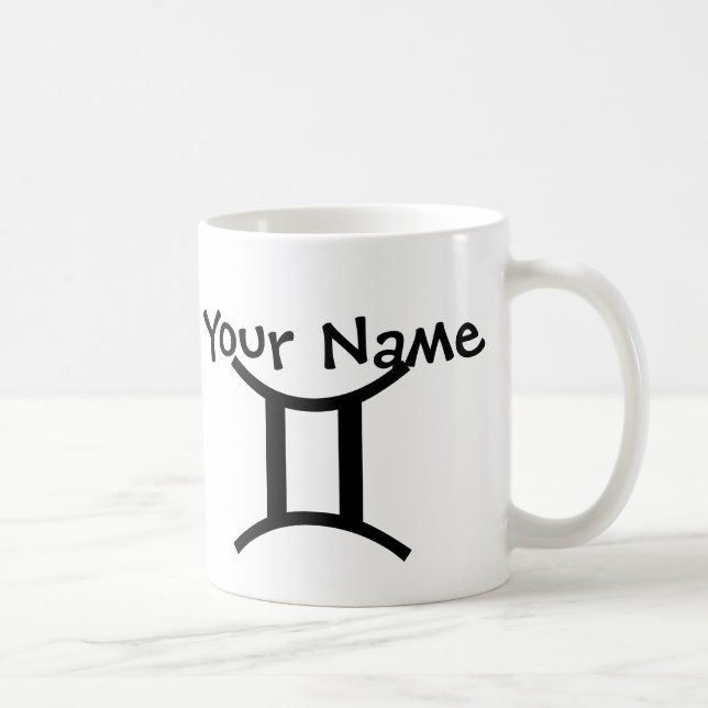 Caneca De Café Gemini Mug Personalizado - Black & White Zodiac Mu (Direita)