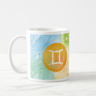 Caneca De Café Gemini Pastel Watercolor Astrology Sinal Zodiac