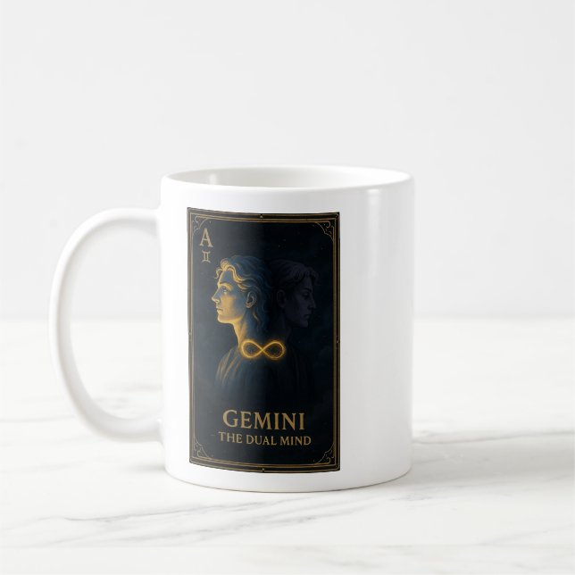 Caneca De Café Gemini Zodiac Art – Celestial Twins and Duality (Esquerda)