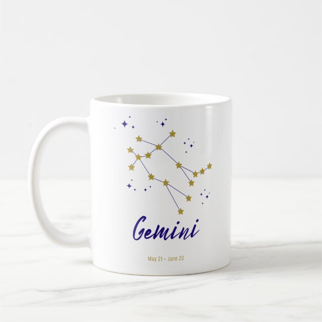 Caneca De Café Gemini Zodiac Constelação Horoscópio - Sinal Twin (Esquerda)