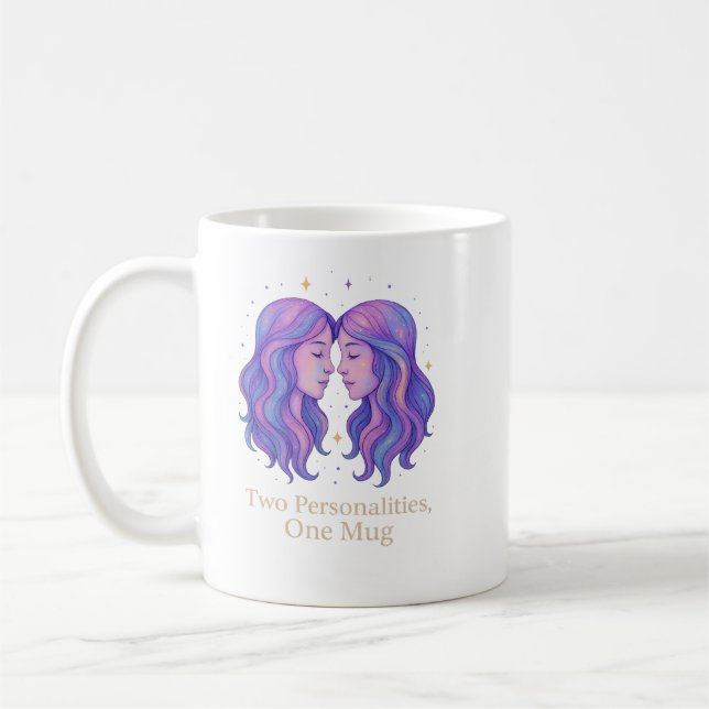 Caneca De Café Gemini Zodiac Mug – Funny Gemini Gift – Pastel (Esquerda)