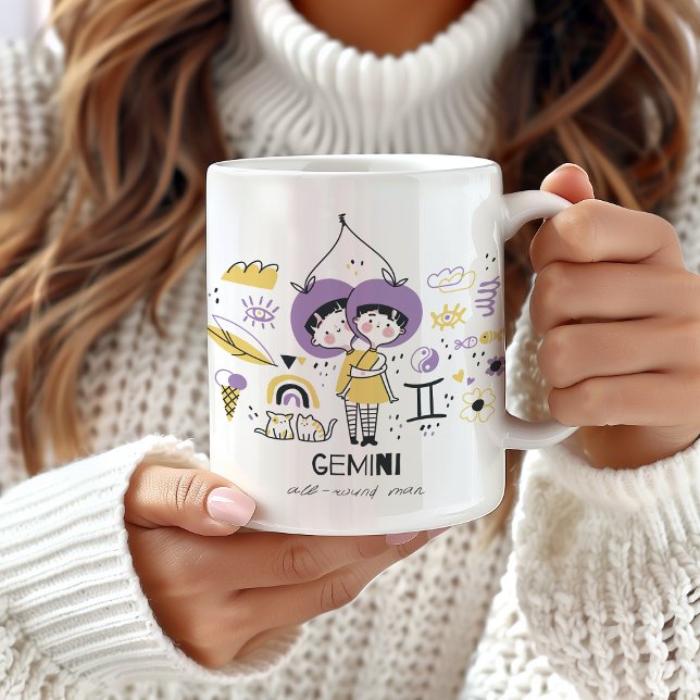 Caneca De Café Gemini Zodiac Mug, Gemini Sinal Horoscope (Criador carregado)