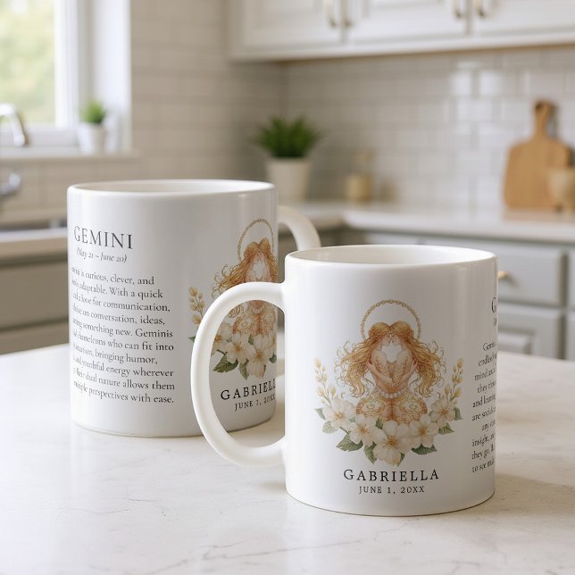 Caneca De Café Gemini Zodiac Sign Horoscope Personalized Gift (Criador carregado)