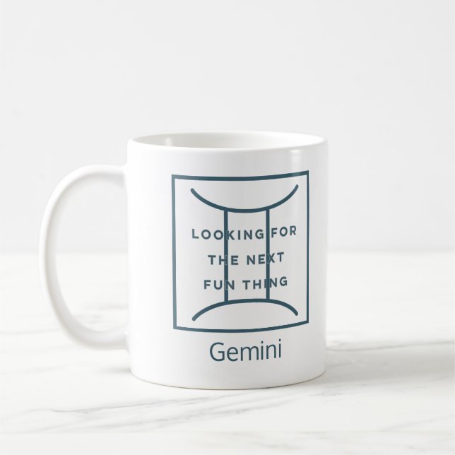 Caneca De Café Gemini Zodiac Sinal Diversão Citação Texto Azul An (Esquerda)
