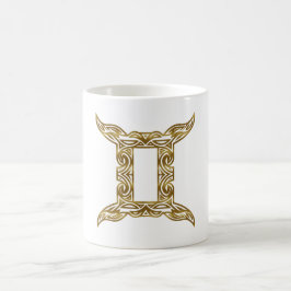 Caneca De Café Gemini Zodiac - Tribal Dourado