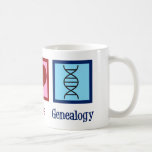 Caneca De Café Genealogia do Amor pela Paz Genealogia Cuta<br><div class="desc">Genealogia do Amor pela Paz. Um design de ancestralidade fofo com um sinal de paz,  coração e uma fita de DNA hélice dupla para representar a história familiar,  o patrimônio e a linhagem. Um presente genealogista excelente para pessoas que estudam parentesco na pesquisa genealógica.</div>