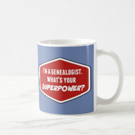 Caneca De Café Genealogista Superpotência Blue Mug Personalizado