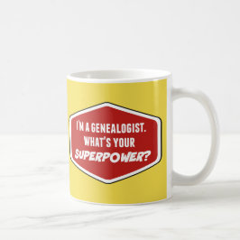 Caneca De Café Genealogista Superpotência Mug Amarelo Personaliza