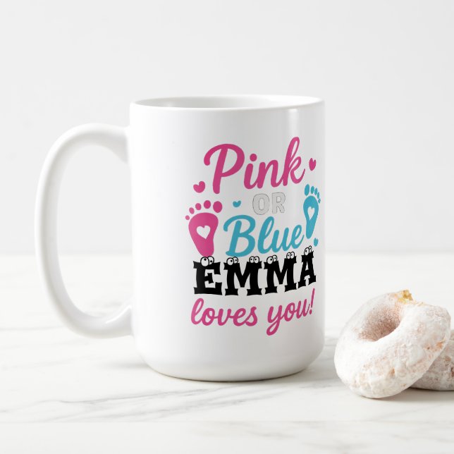 Caneca De Café Gênero Personalizado Revelar Rosa ou Azul Bebê (Com Donut)