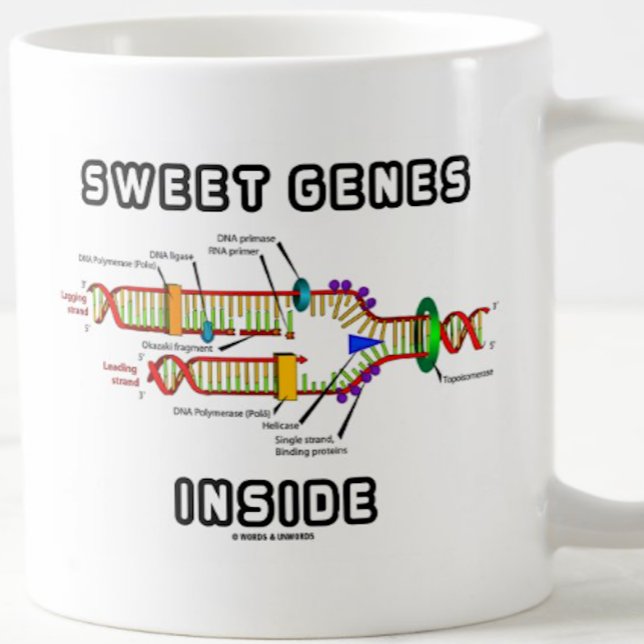 Caneca De Café Genes Doce Humor de Replicação de DNA Dentro (Mug for anyone with a sweet tooth featuring DNA replication & the saying "Sweet Genes Inside")