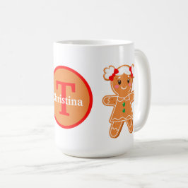 Caneca De Café gengibre de Natal festivo adicionar monograma