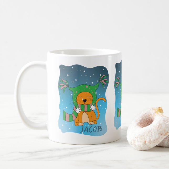 Caneca De Café Gengibre Gengibre na Neve Mangueira Personalizada (Com Donut)