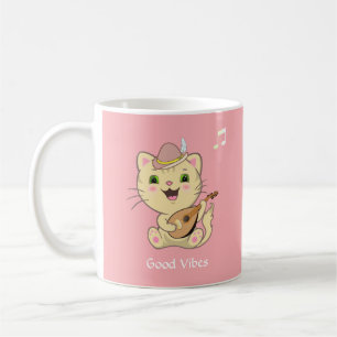 Caneca De Café Gengibre Musical Feliz e Bonito Gengibre Tabby Cat