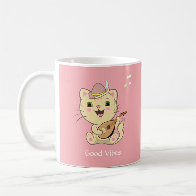 Caneca De Café Gengibre Musical Feliz e Bonito Gengibre Tabby Cat (Esquerda)