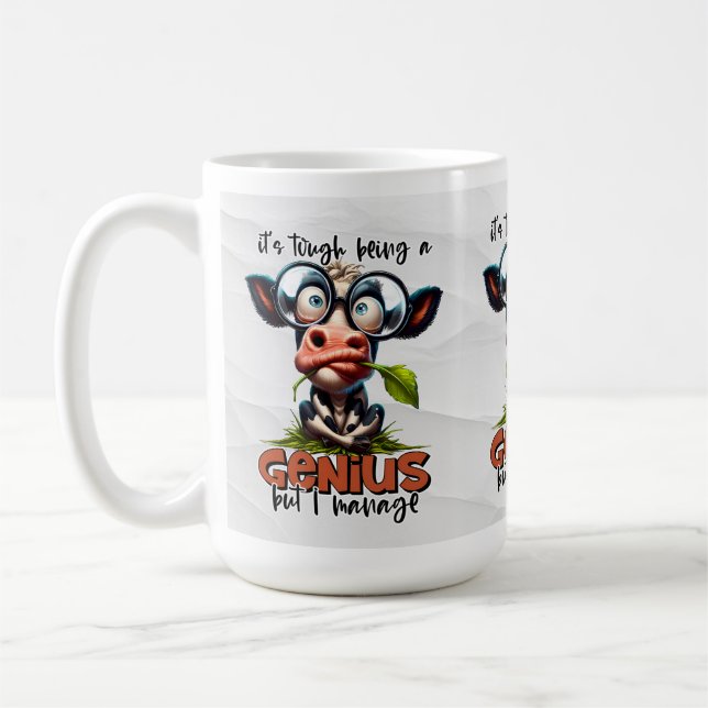 Caneca De Café Gênio Engraçado, Pessoa Inteligente com Vacas Goof (Esquerda)