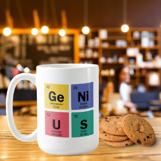 Caneca De Café GÊNIO | Mesa periódica dos símbolos de elementos