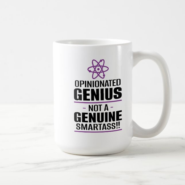Caneca De Café "Gênio Parecido... Não Um Smartass Genuíno" (Direita)