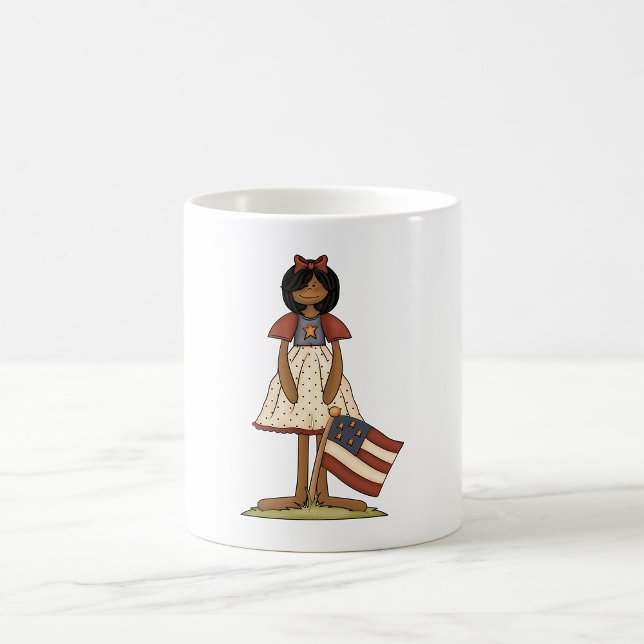 Caneca De Café Gente de Americana de Boneca de Rag Patriótica (Criador carregado)
