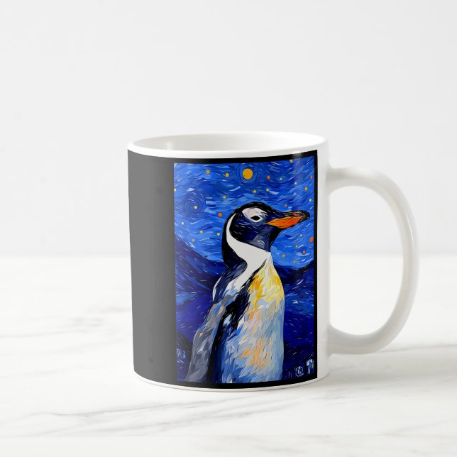 Caneca De Café Gentoo Penguin Starry Night Painting Men Women Kid (Direita)